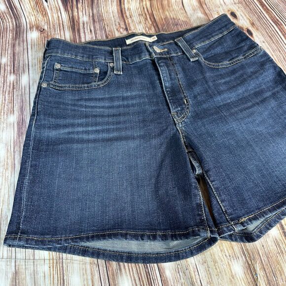 Levi's MID LENGTH SHORTS Womens Size 30 Blue Mid Rise Jean Denim 30x6 - Picture 3 of 11